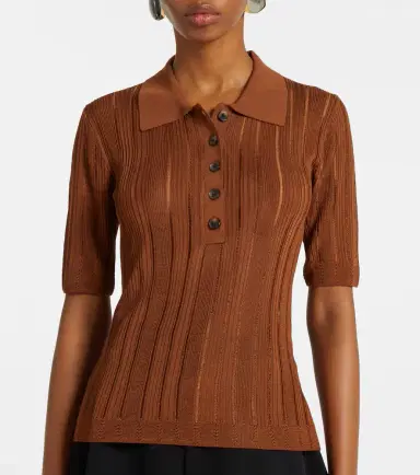 Frame Laddered ribbed-knit polo shirt | Thumbnail 5