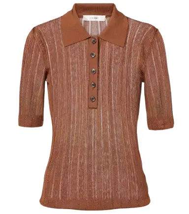 Frame Laddered ribbed-knit polo shirt | Thumbnail 1