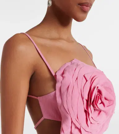 Blumarine Floral-appliqué gabardine crop top | Thumbnail 4