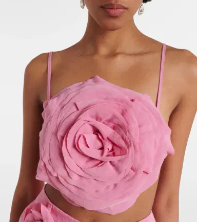 Blumarine Floral-appliqué gabardine crop top | Thumbnail 5