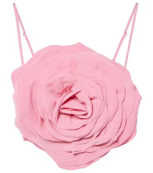 Blumarine Floral-appliqué gabardine crop top