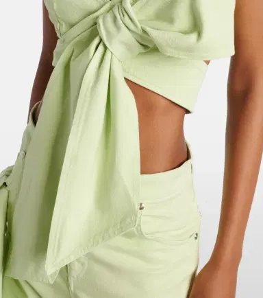 BLUMARINE Bow-detail denim top | Thumbnail 5