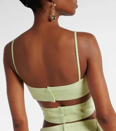 BLUMARINE Bow-detail denim top | Thumbnail 6