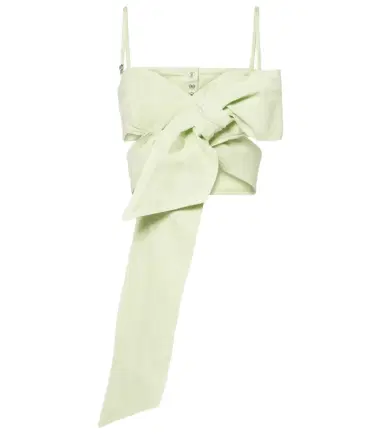 BLUMARINE Bow-detail denim top | Thumbnail 1