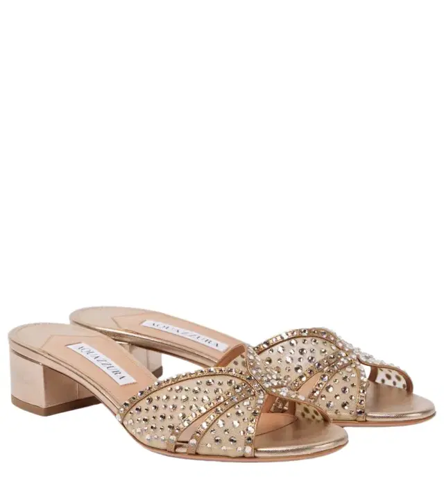 Aquazzura Crystal Love 35 embellished tulle mules