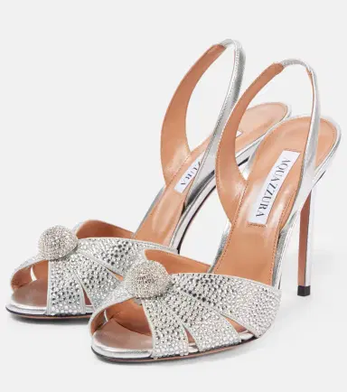 Aquazzura Italian Flirt 105 metallic leather sandals | Thumbnail 4
