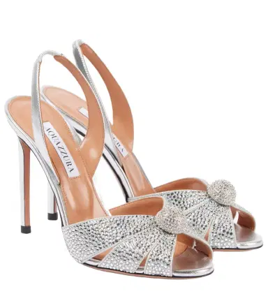 Aquazzura Italian Flirt 105 metallic leather sandals | Thumbnail 1