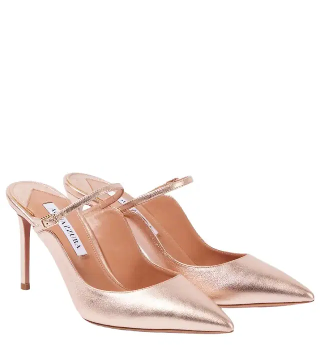 Aquazzura Bellezza 85 metallic leather mules