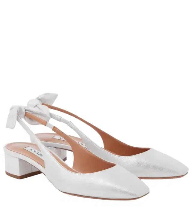 Aquazzura Very Bow leather slingback pumps