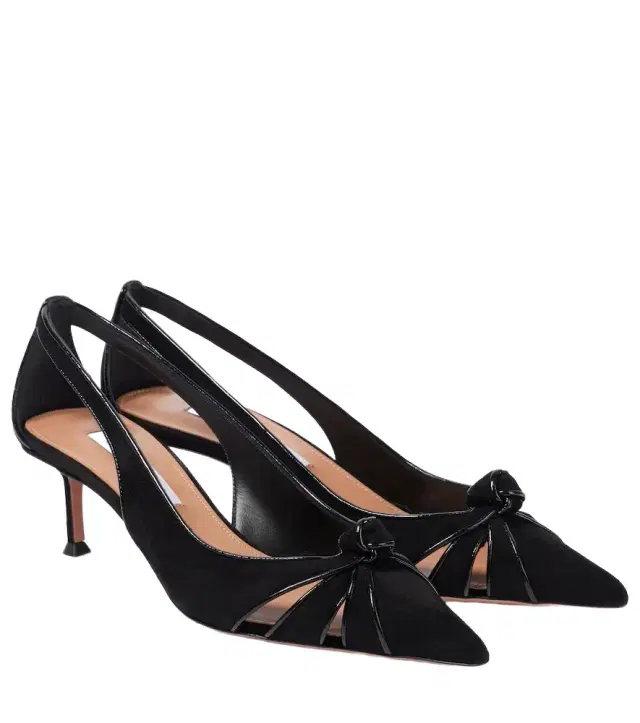 Aquazzura Premiere 50 leather-trimmed suede pumps