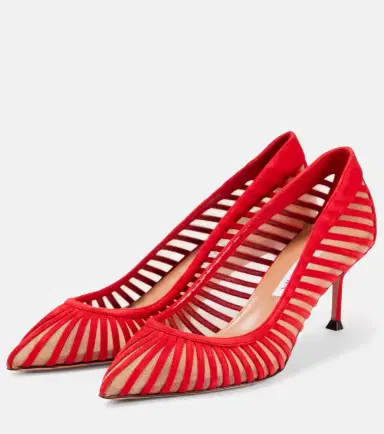 Aquazzura Passions 65 suede and mesh pumps | Thumbnail 3