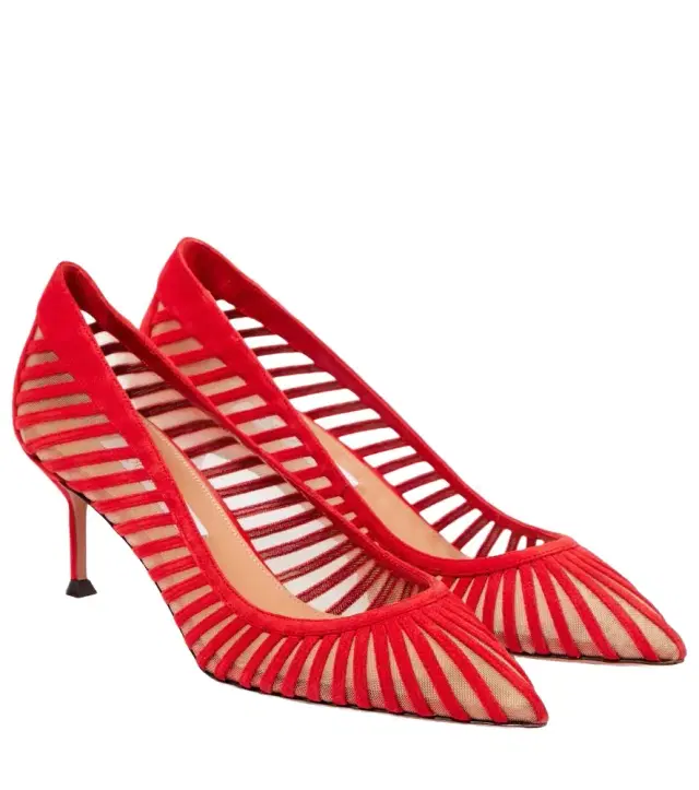Aquazzura Passions 65 suede and mesh pumps