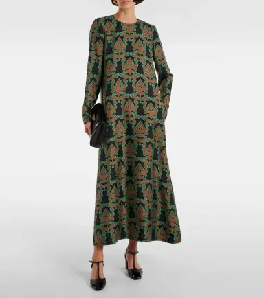 La DoubleJ Swing printed silk twill midi dress | Thumbnail 3
