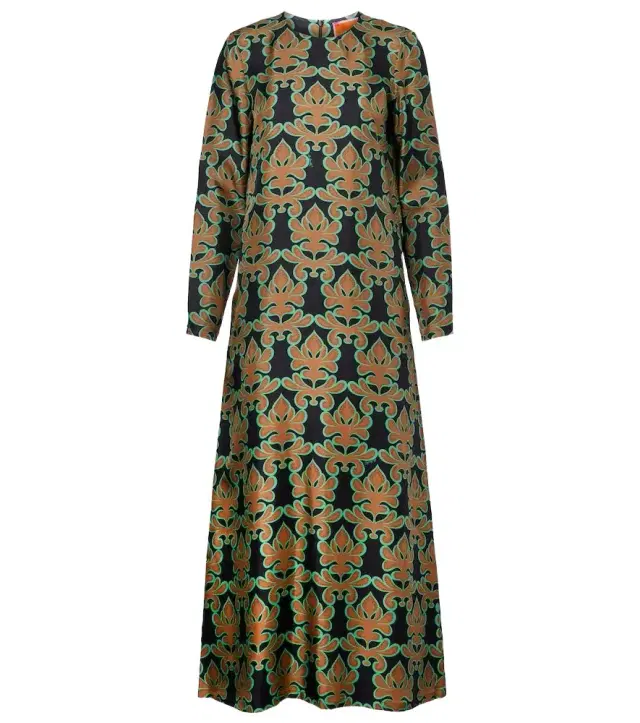 La DoubleJ Swing printed silk twill midi dress