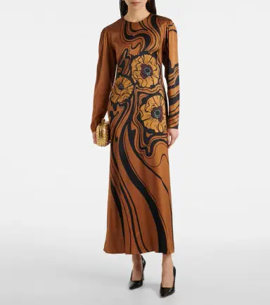 La DoubleJ Clingy Swing floral satin maxi dress | Thumbnail 3
