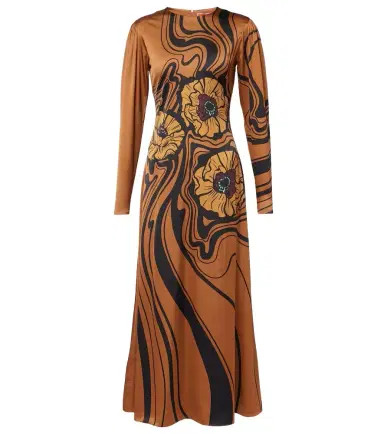 La DoubleJ Clingy Swing floral satin maxi dress | Thumbnail 1