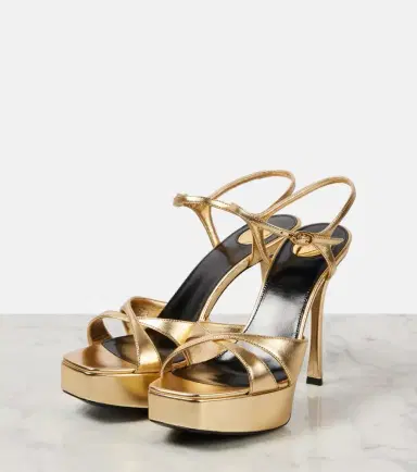 Saint Laurent Debbie 85 metallic-leather platform sandals | Thumbnail 3 Saint Laurent Debbie 85 metallic-leather platform sandals | Thumbnail 3