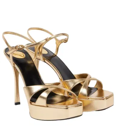 Saint Laurent Debbie 85 metallic-leather platform sandals | Thumbnail 1 Saint Laurent Debbie 85 metallic-leather platform sandals | Thumbnail 1