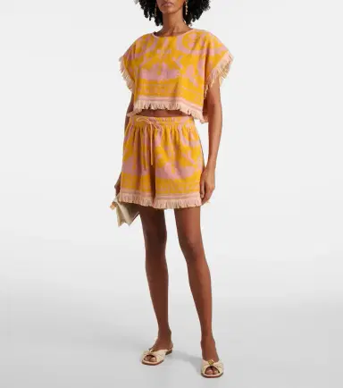 Zimmermann Wylie fringed cotton terry crop top | Thumbnail 2