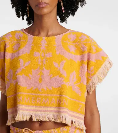 Zimmermann Wylie fringed cotton terry crop top | Thumbnail 4