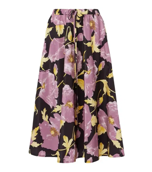 La DoubleJ Floral faille midi skirt