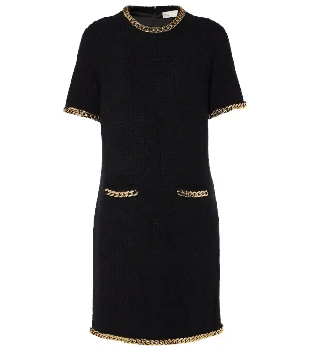 Tory Burch Chain-detail waffle-knit minidress