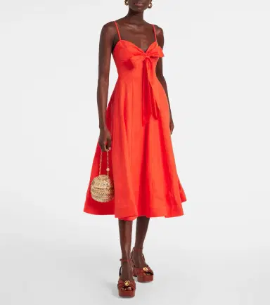 Zimmermann Crush bow-detail linen midi dress | Thumbnail 4