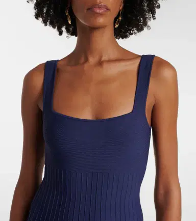 Staud Ellison pleated compact-knit midi dress | Thumbnail 2