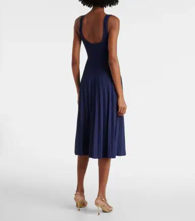 Staud Ellison pleated compact-knit midi dress | Thumbnail 4