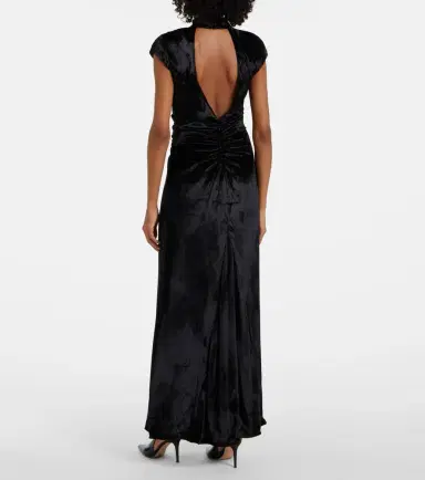 Staud Tina ruched velvet gown | Thumbnail 4