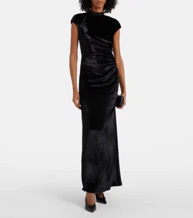 Staud Tina ruched velvet gown | Thumbnail 5