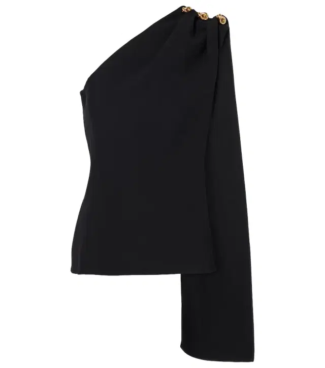 Knot caped draped crêpe top