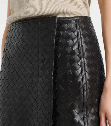 Bottega Veneta Intrecciato leather midi skirt | Thumbnail 5