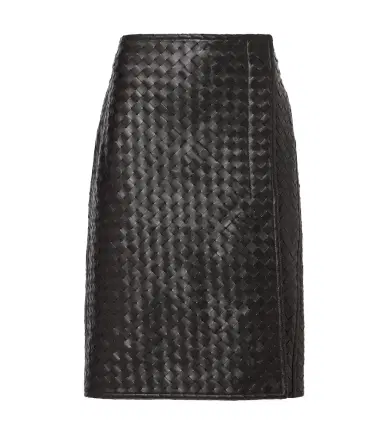 Bottega Veneta Intrecciato leather midi skirt | Thumbnail 1