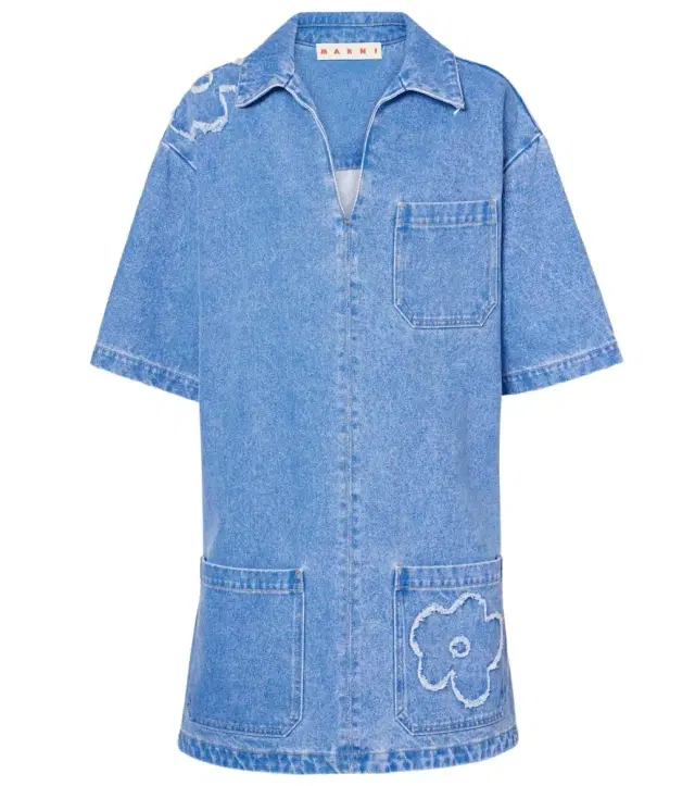 Marni Patch-appliqué denim minidress