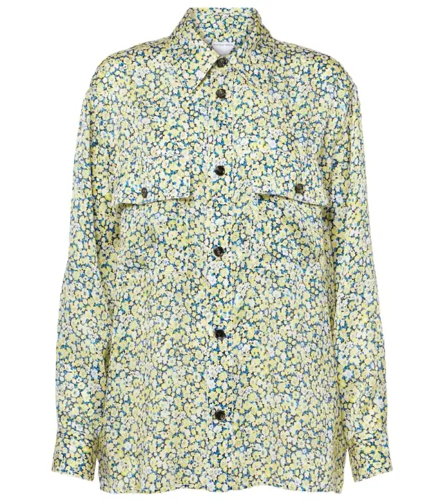 Bottega Veneta Daisy floral silk charmeuse shirt