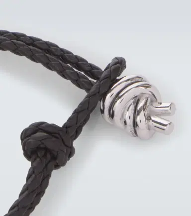 Bottega Veneta Leather-trimmed sterling silver bracelet | Thumbnail 3 Bottega Veneta Leather-trimmed sterling silver bracelet | Thumbnail 3