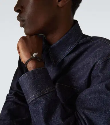 Bottega Veneta Leather-trimmed sterling silver bracelet | Thumbnail 4 Bottega Veneta Leather-trimmed sterling silver bracelet | Thumbnail 4