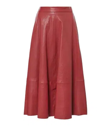 Brunello Cucinelli High-rise leather midi skirt | Thumbnail 1