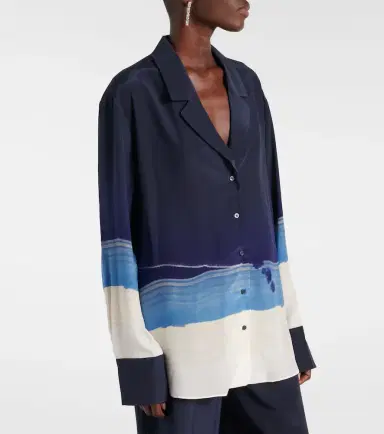 SIR Mariner printed silk crêpe de chine shirt | Thumbnail 5