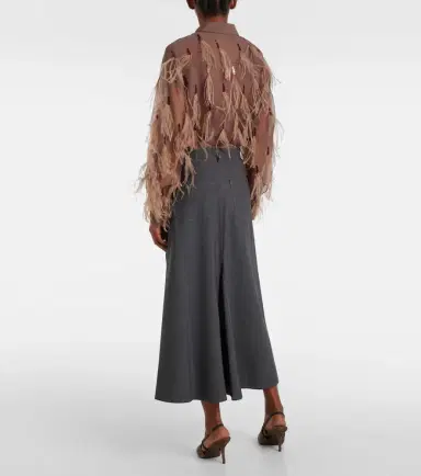 Brunello Cucinelli Wool-blend midi skirt | Thumbnail 2