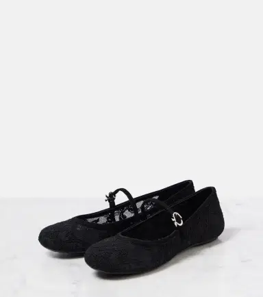 Gianvito Rossi MJ leather-trimmed lace ballet flats | Thumbnail 2
