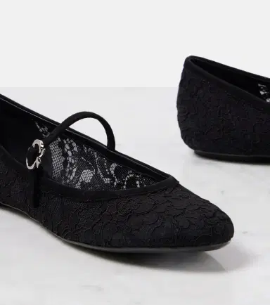 Gianvito Rossi MJ leather-trimmed lace ballet flats | Thumbnail 4