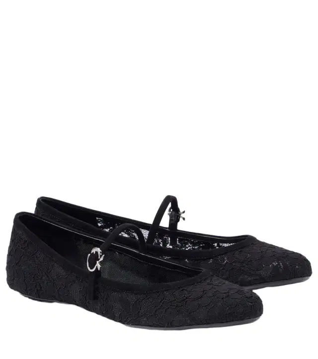 Gianvito Rossi MJ leather-trimmed lace ballet flats