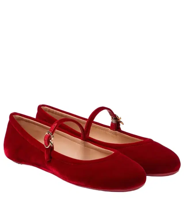 Gianvito Rossi Carla velvet Mary Jane flats