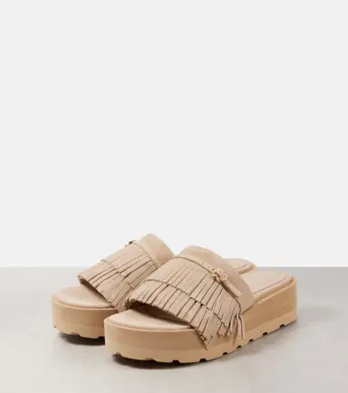 Gianvito Rossi Fringed suede platform slides | Thumbnail 3