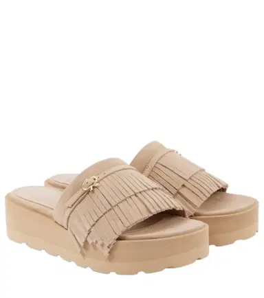Gianvito Rossi Fringed suede platform slides | Thumbnail 1