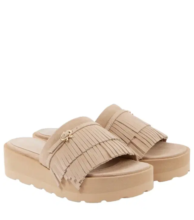 Gianvito Rossi Fringed suede platform slides
