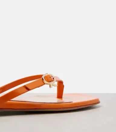 Gianvito Rossi Ribbon patent leather thong sandals | Thumbnail 3
