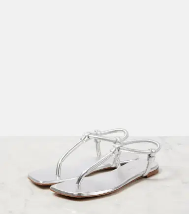 Gianvito Rossi Juno metallic leather thong sandals | Thumbnail 3
